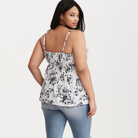 ❌SOLD❌ FLORAL PRINT CHALLIS RUFFLE BABYDOLL TOP - Picture 2 of 5